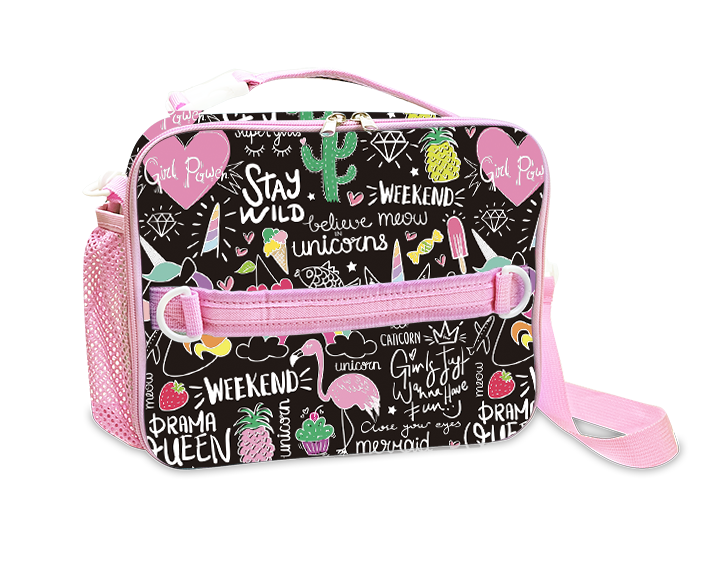 Insulated Lunch Bag for Kids With Shoulder Strap and Handles