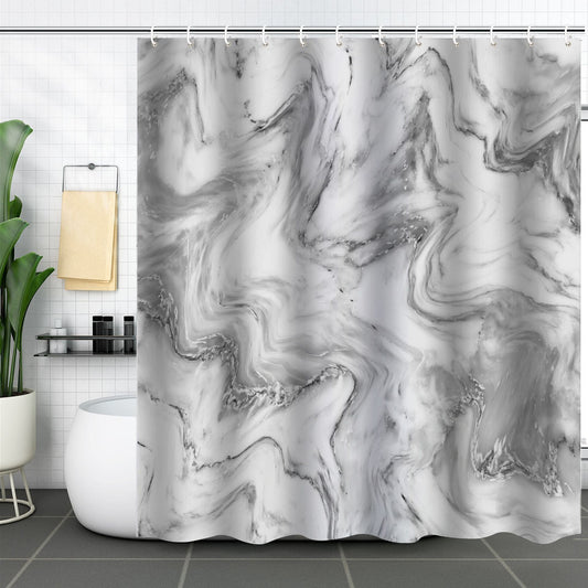ComfiTime Shower Curtain with Hooks - Marble, 72 x 72, 120GSM