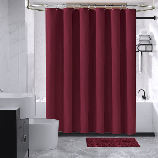 Faux Linen Shower Curtain With Stainless-Steel Hooks, 210 GSM, multi-size options