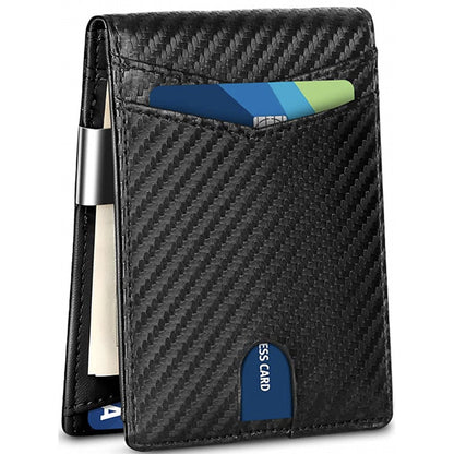 Men‘s Wallet with Money Clip - RFID Blocking Carbon Fiber Wallet