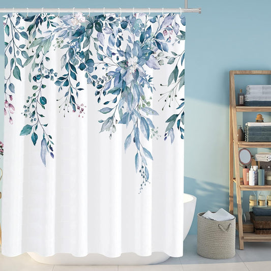 Shower Curtain With Weighted Hem and Bonus Hooks, 120 GSM, 72 x 72 in, Hanging Vines