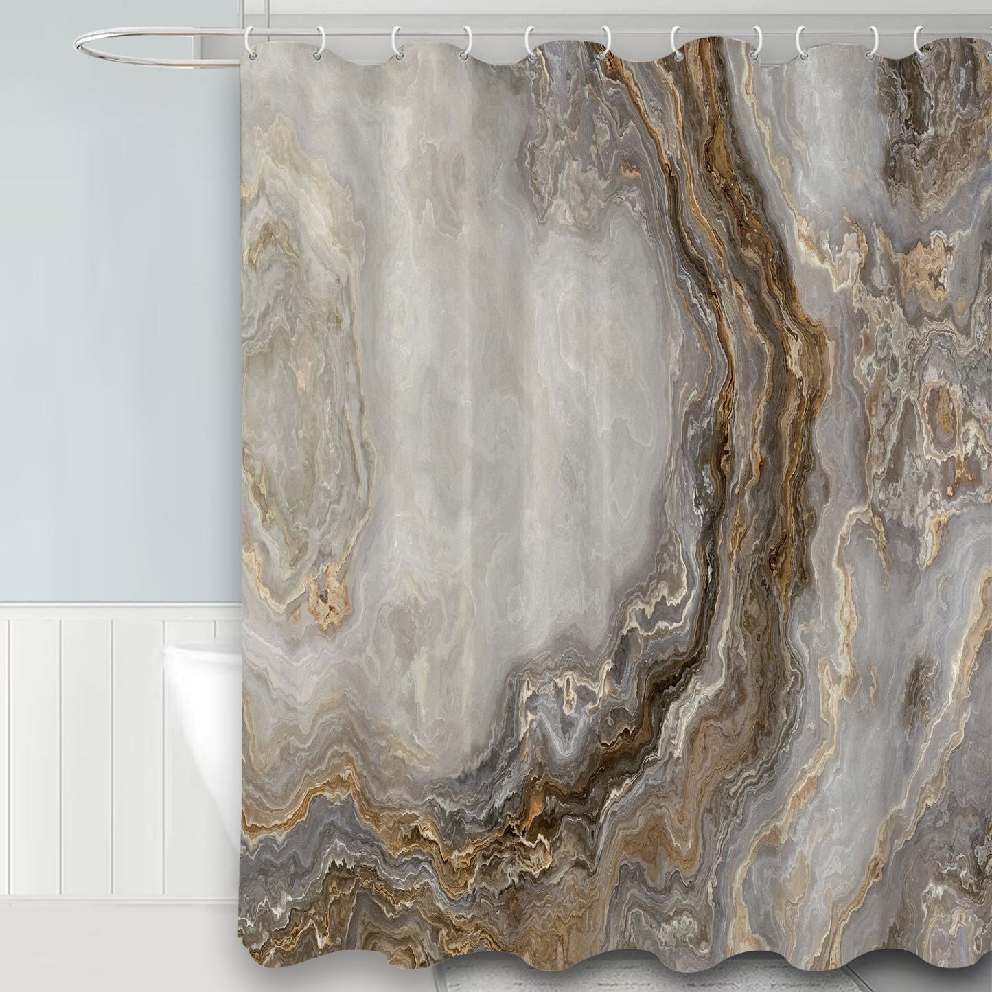 ComfiTime Shower Curtain with Hooks - Marble, 72 x 72, 120GSM