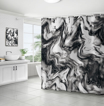 ComfiTime Shower Curtain with Hooks - Marble, 72 x 72, 120GSM