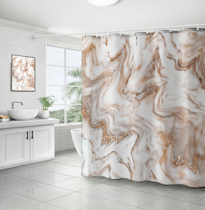 ComfiTime Shower Curtain with Hooks - Marble, 72 x 72, 120GSM