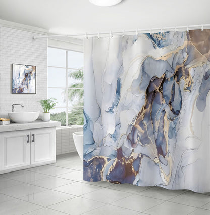 ComfiTime Shower Curtain with Hooks - Marble, 72 x 72, 120GSM