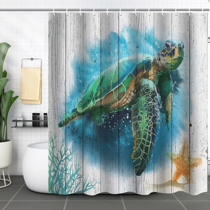 ComfiTime Shower Curtain with Hooks, 120GSM, Blue Croal, 72 x 72