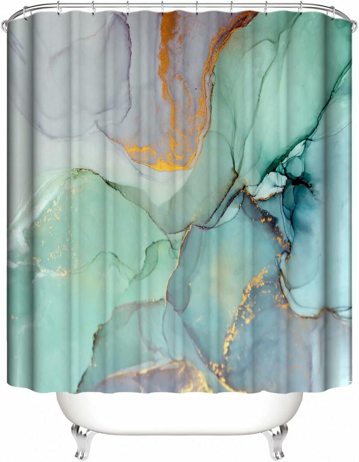 ComfiTime Shower Curtain with Hooks - Marble, 72 x 72, 120GSM