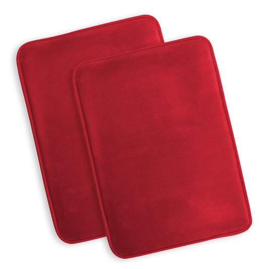 ComfiTime 2 Piece Bathroom Rugs Set Thick Memory Foam, Non-Slip Bath Mat, Soft Plush Velvet Top, Ultra Absorbent, Small, Large & Long Rugs for Bathroom Floor, Vintage Red, 20*32, 2PCS