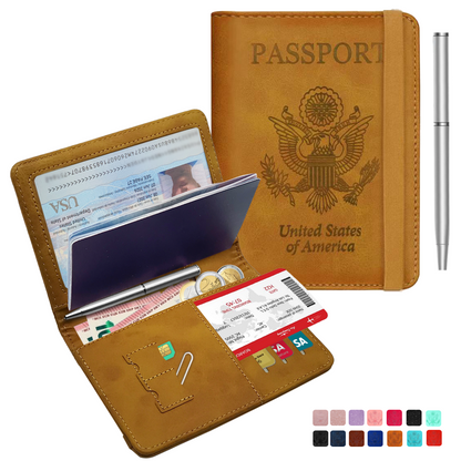RFID-Blocking Passport Holder With Elastic Band