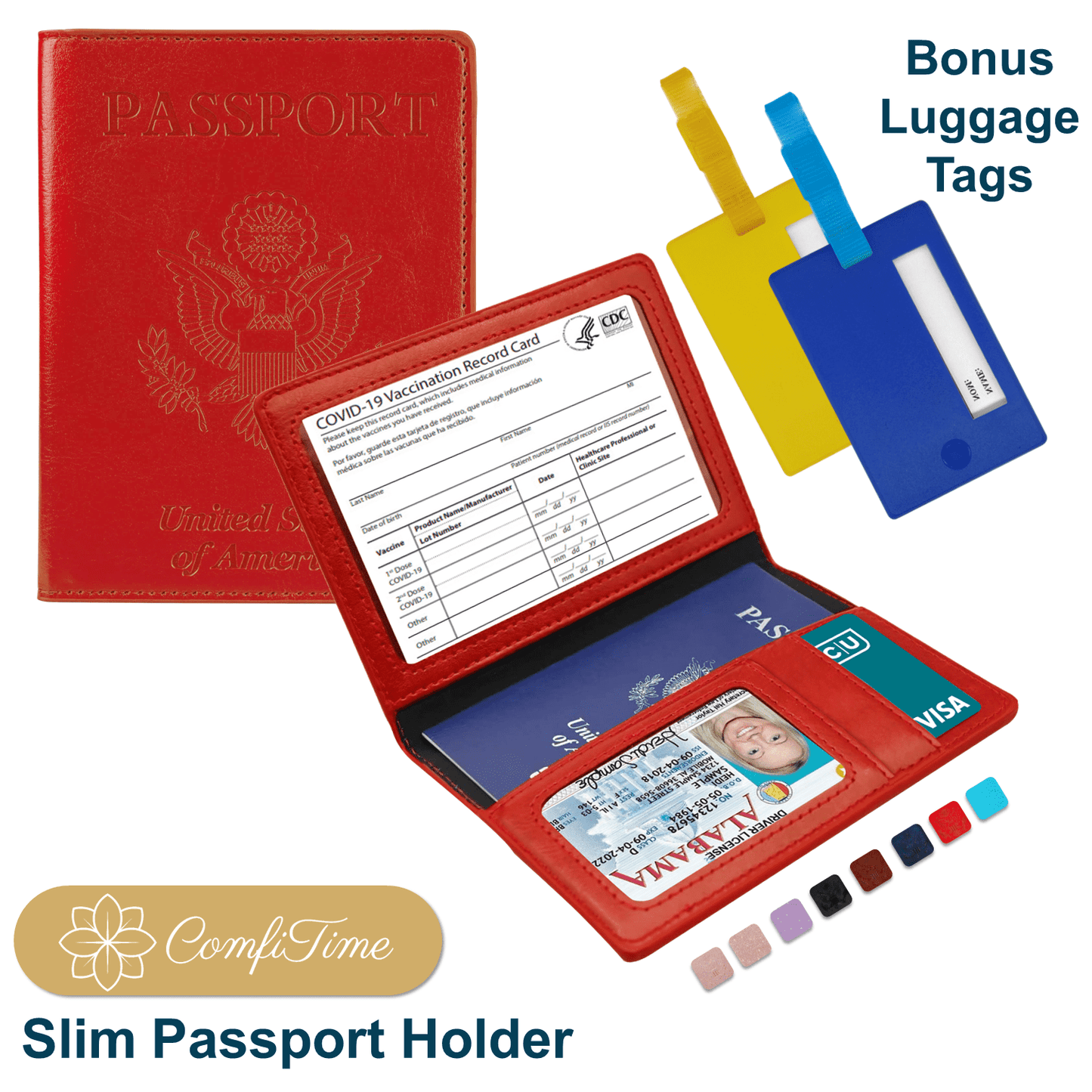 Slim Passport Holder With Two Bonus Luggage Tags